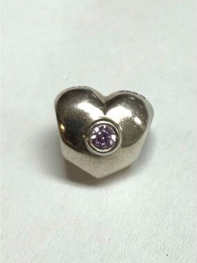 Pandora Sterling Silver Smooth Pink Puffy Heart Charm #790134PCZ